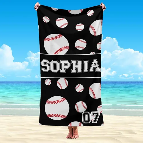 Miniatura 11 de Interestprint Toalla de piscina con nombre personalizado para niños, adultos y hombres, toalla de playa naranja personalizada con número