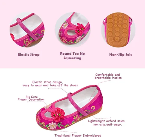 Miniatura 3 de Mirabel Shoes, Mirabel Shoes Encanto for Girls, Girls Dress Shoes Ballet Costume Shoes for Girls Comfy Low Heel Round Toe Flat Shoes with Floral