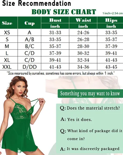 Miniatura 6 de Avidlove - Lencería de encaje para mujer, baby doll con tirantes tipo halter y cuello en V, ropa de dormir