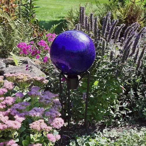 Miniatura 2 de Globo de observación de estilo victoriano de 12 pulgadas con acabado agrietado, esfera de jardín reflectante hueca pulida para el hogar, decoración