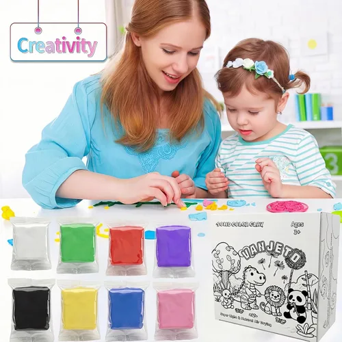Miniatura 6 de Arcilla para modelar para niños, arcilla mágica VANJETO para niños secado al aire, arcilla súper suave para bricolaje Slime, arcilla de modelado Rojo