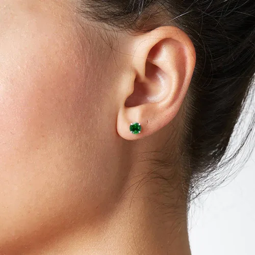 Miniatura 8 de Aretes de plata de ley con circonita cúbica verde esmeralda para mujer