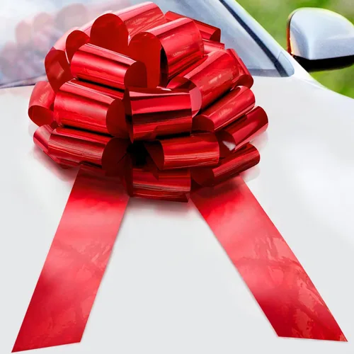 Miniatura 25 de Zoe Deco Lazo grande para automóvil (rojo, 18 pulgadas), lazos de regalo, lazo gigante para automóvil, lazo de cumpleaños, enorme lazo