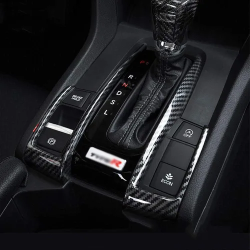 Miniatura 8 de XITER Panel de engranajes de fibra de carbono y plástico ABS, decoración de caja de cambios, accesorios para Honda 10th Civic 2016 2017 2018 2019