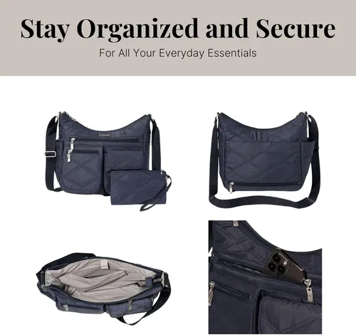 Miniatura 48 de Baggallini womens Everywhere Bagg Crossbody Women 11x9 Lightweight Nylon Hobo Water-resistant Travel Bag W/Rfid