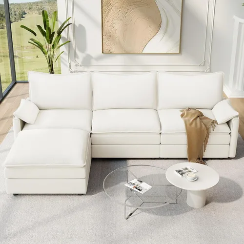 Miniatura 35 de Vesgantti 2 Piece Loveseat & 3 Seater Sofa Set, Modular Cloud Couch, Beige
