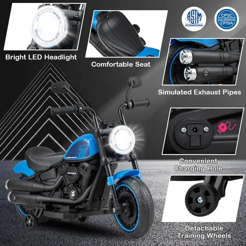 Miniatura 3 de Costzon Motocicleta para niños pequeños, motocicleta eléctrica alimentada por batería de 6 V con ruedas de entrenamiento desmontables, arranque