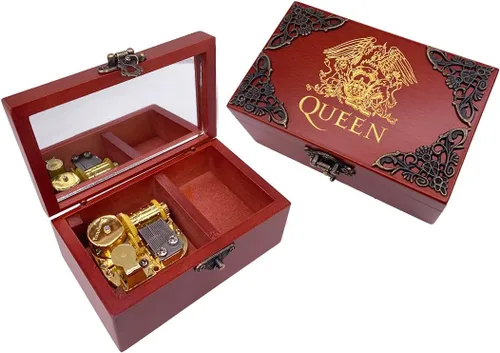Miniatura 8 de Youtang Caja de Música de Joyería de Nightmare Before Christmas con Espejo, Caja Musical de Madera Grabada con Láser, Caja Musical de Cuerda, Regalo