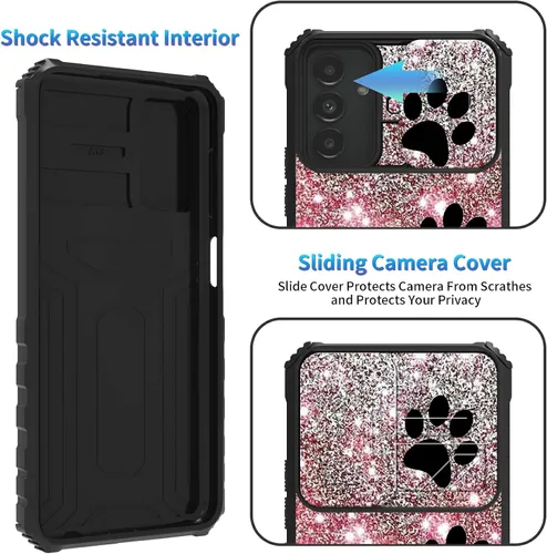 Miniatura 1145 de Funda para Samsung Galaxy S22 Ultra 5G, Galaxy S22 Ultra con cubierta de cámara deslizante, funda resistente de doble capa con función atril Black