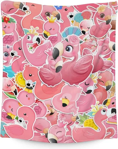 Miniatura 10 de Manta de flamenco de regalo, 30 x 40 pulgadas, bonita manta para mujeres y niñas, mantas negras suaves y peludas para sofá y oficina