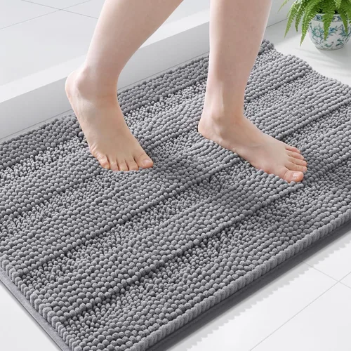 Miniatura 92 de Grandaily Alfombras de baño de felpilla a rayas de 24 x 16 pulgadas, extra gruesas y suaves, absorbentes, parte trasera de goma, alfombra de ducha