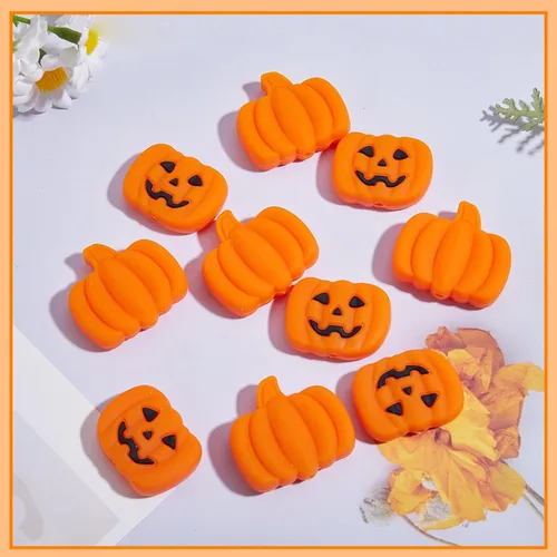 Miniatura 4 de 10 piezas de abalorios focales de silicona de Halloween para lápices, calabaza, abalorios de silicona a granel para hacer llaveros, manualidades, Y