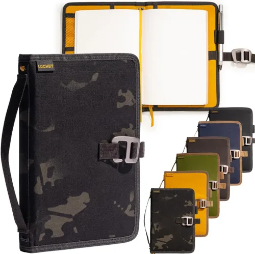 Miniatura 12 de LOCHBY® Carpeta Field A5 Cubierta de carpeta de 6 anillas Lona encerada resistente al agua Diseño plano Sistema A5 apto para recargar