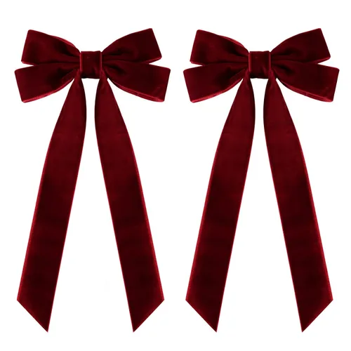 Miniatura 10 de 2 piezas de broches de cinta de terciopelo con lazos de pelo marrones, broches grandes de cocodrilo de otoño, accesorios para el cabello