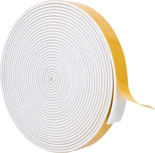 Miniatura 15 de Burlete de cinta de espuma autoadhesiva blanca para puertas y ventanas de 1 pulgada × 3/4 pulgada × 13 pies, tira de sellado de espuma de alta Blanco