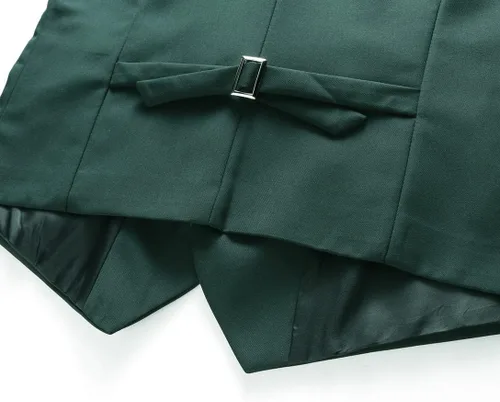 Miniatura 7 de UNINUKOO Chaleco de traje para hombre, ajustado, vestido formal, chaleco casual de cuatro botones, chaleco de traje de esmoquin