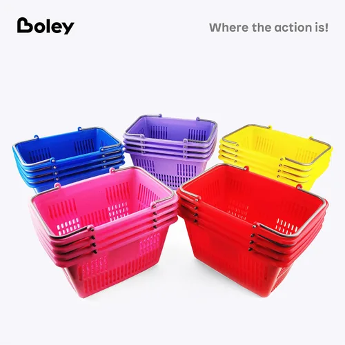 Miniatura 6 de Boley Cestas de aula, paquete de 20 contenedores apilables de plástico coloridos de 10 x 6 pulgadas con asas, ideales para la escuela, guardería