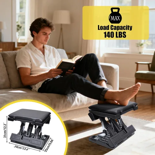 Miniatura 4 de Reposapiés ergonómico para debajo del escritorio en el trabajo, con altura y ángulo ajustables, taburete plegable con almohadilla extraíble cuentas