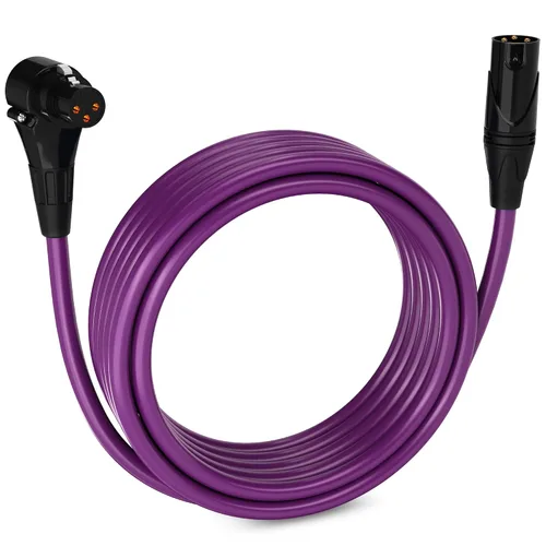 Miniatura 80 de LyxPro Cable de micrófono XLR hembra a macho de ángulo recto de 3 pines de 1.5 pies para altavoces amplificados, interfaz de audio, rendimiento