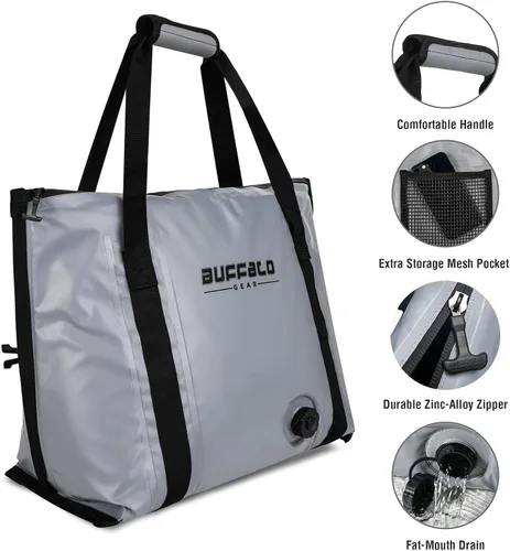 Miniatura 4 de Buffalo Gear Enfriador de pescado aislado – Bolsa de fondo plano impermeable de 27.5 cuartos de galón, 58 cuartos de galón, a prueba de fugas