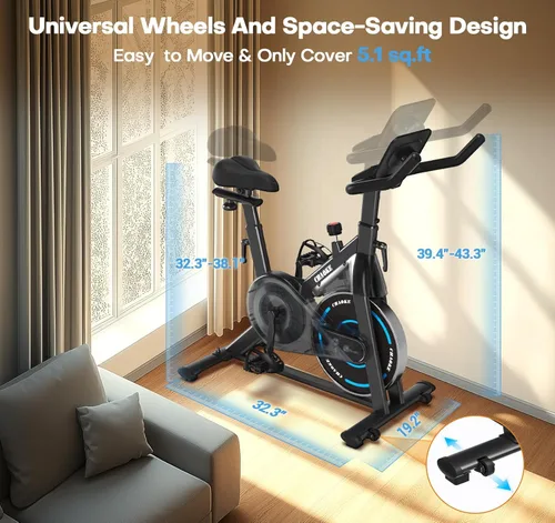 Miniatura 9 de CHAOKE - Bicicleta estática silenciosa, resistencia magnética, capacidad de 300 libras, para el hogar, compatible con aplicaciones, bicicleta