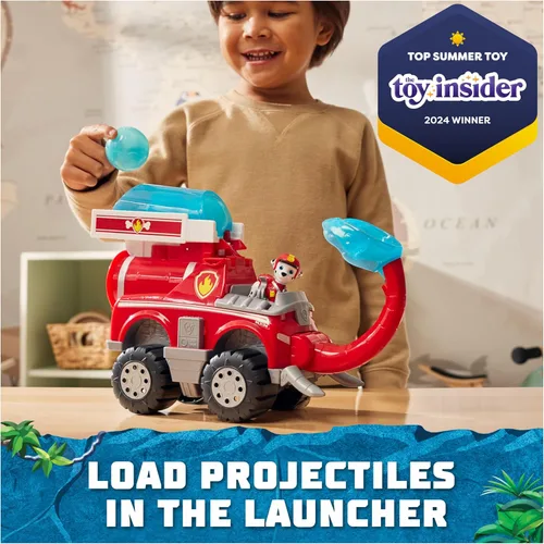 Miniatura 2 de Paw Patrol Jungle Pups, Camión de bomberos de elefante Marshall con lanzador de proyectiles, camión de juguete con figura de acción, juguetes