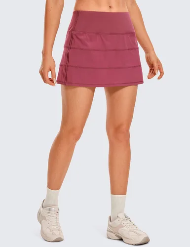Miniatura 2 de CRZ YOGA Faldas de tenis ligeras de cintura alta para mujer, línea A, para entrenamiento, correr, deportes, golf, con bolsillos