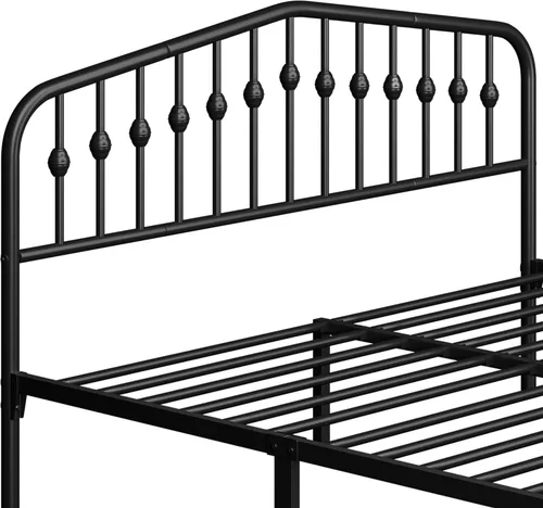 Miniatura 8 de Yaheetech Base de cama King con plataforma y cabecero victoriano, capacidad de 800 libras, espacio debajo de la cama de 12.6 pulgadas, no necesita