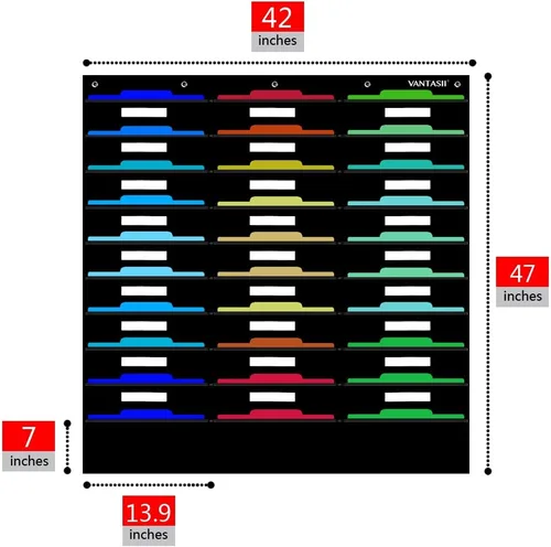 Miniatura 2 de Vantasii Organizador de Pared con Bolsillos, Carpeta Organizadora de Archivos de Pared con 30 Bolsillos para Archivos, 30 Tarjetas de Borrado