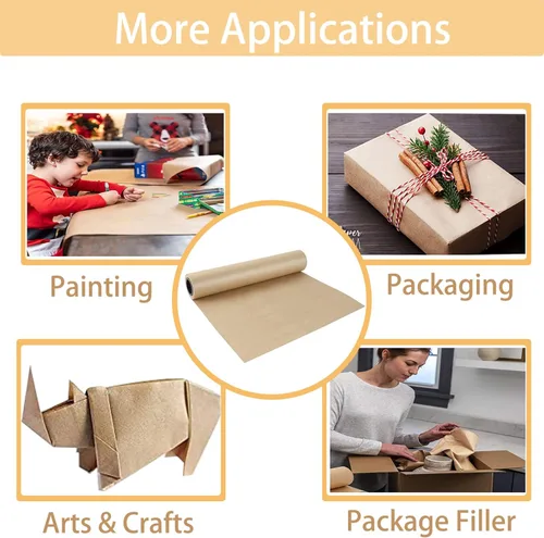 Miniatura 3 de Shinok Rollo de papel kraft marrón - 15" x 33' (400") Papel de regalo marrón para embalaje, mudanzas, papel de manualidades pequeño para envolver