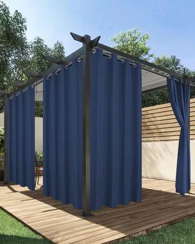 Miniatura 22 de HolidayIdeas Cortinas impermeables para patio, 4 paneles, 54 x 84 pulgadas, protección de privacidad y filtrado de luz, cortinas exteriores con Negro