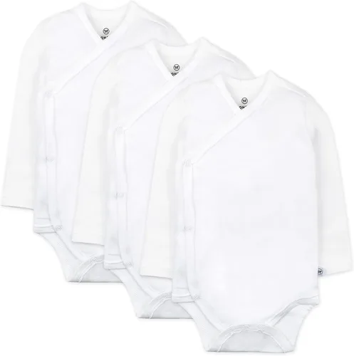 Miniatura 2 de Paquete de 6 mamelucos tipo kimono de manga larga de algodón orgánico y pantalones con pies, paquete múltiple