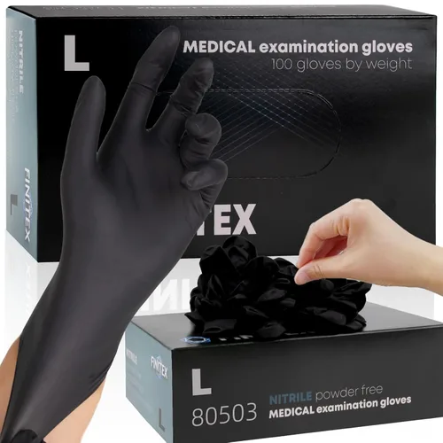 Miniatura 12 de FINITEX - Guantes desechables de nitrilo negro, 5 mil, sin polvo, examen médico, sin látex, 100 unidades para examen, limpieza del hogar, guantes