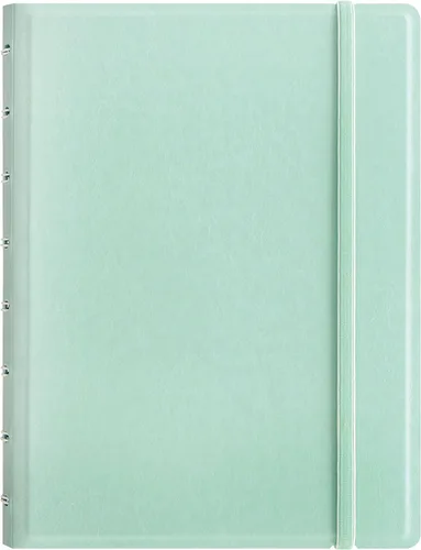 FILOFAX - Cuaderno recargable de colores pastel, A5 (21 x 13 cm) en color huevo de pato - 112 páginas móviles color crema - Incluye índice, bolsillo