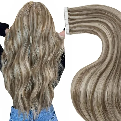 Miniatura 39 de LaaVoo - Extensiones de cabello humano Remy adhesivas con cinta invisible, cabello negro natural, extensiones de cabello para mujeres de color, 20