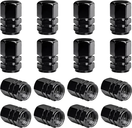 Miniatura 13 de Kewucn 16 piezas de tapas de vástago de válvula de neumático para coche, cubiertas de aire de aluminio con anillo de goma, cubiertas herméticas