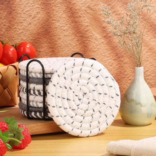 Miniatura 2 de Billbotk 10 Piezas Posavasos para Bebidas, Posavasos Absorbentes para Bebidas con Soporte, Juego de Posavasos para Mesa de Café para Decoración