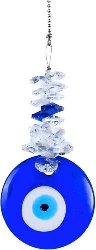 Miniatura 10 de Colgante de cristal azul con dije de ojo malvado, mariposa, ángel, girasol, talismán, atrapa el sol, hecho a mano, dije de buena suerte, oficina