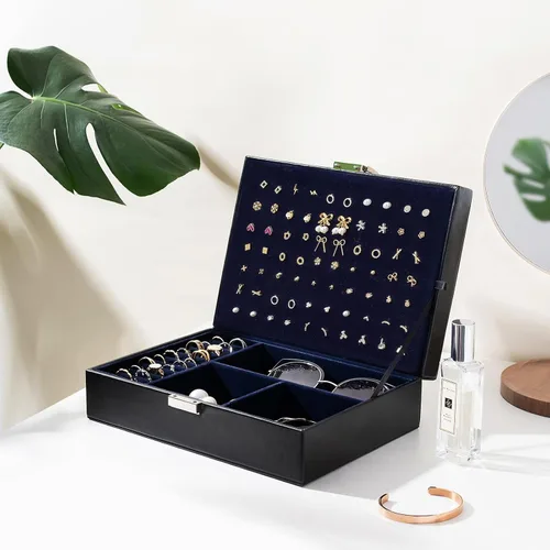 Miniatura 5 de ProCase Joyero organizador para mujeres y niñas, caja de joyería mejorada con 8 bolsas adicionales libres de deslustre, contenedor de almacenamiento
