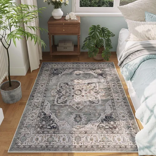 Miniatura 63 de Rugcomf Alfombra de pasillo de 2 x 6 pies, lavable, bohemio, suave, antideslizante, no desprende pelusa, lana sintética, estilo vintage para cocina