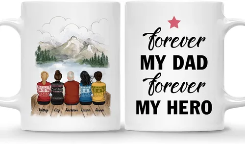 Miniatura 21 de Gossby Taza personalizada (3 hijas) Thank You Dad For Everything, taza personalizada para papá, de regalo, día del padre, cumpleaños, 11 onzas, 15 3