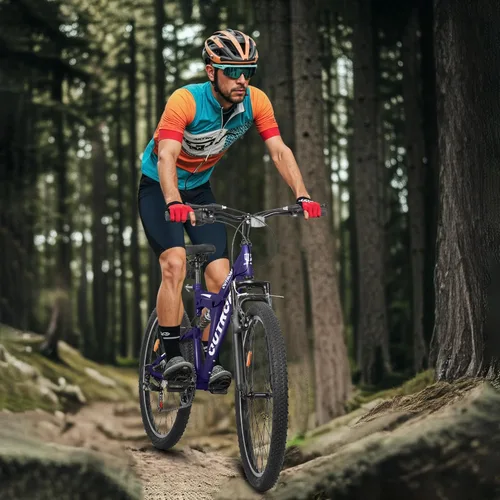 Miniatura 7 de Bicicleta de montaña para adultos, hombres y mujeres, 26 pulgadas 7 velocidades Mountian bicicleta con doble suspensión completa, doble freno V