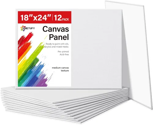 Miniatura 12 de Simetufy Paquete de 12 tableros de lienzo de 9 x 12 pulgadas para pintar paneles de lienzo, imprimados con gesso sin ácidos, 100% algodón