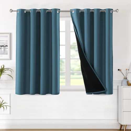 Miniatura 15 de H.VERSAILTEX Paneles de cortina 100% opacas de 45 pulgadas de largo, con aislamiento térmico, cortinas opacas con forro para dormitorio, dos capas