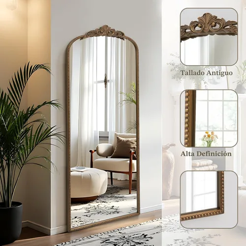 Miniatura 2 de Micasso Espejo Dorado de Cuerpo Entero: 56''x21'' Espejo de Piso Barroco Antiguo - Espejos Largos Vintage Ornamentados Tradicionales