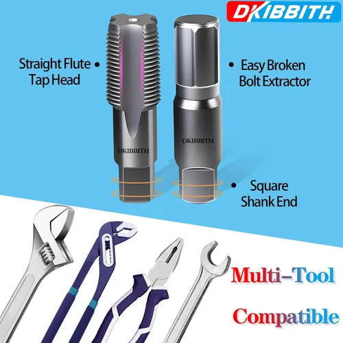 Miniatura 5 de DKIBBITH Juego de extractor de tubos de 2 piezas y machuelo NPT de 1/2" - Herramientas de acero al carbono resistentes para quitar tubos roscados