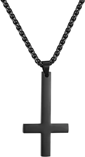 PROSTEEL Satanic Jewelry Upside Down Cross Necklace for Men Women, 316L Stainless Steel/925 Sterling Silver Inverted Cross/Leviathan Cross Pendant,