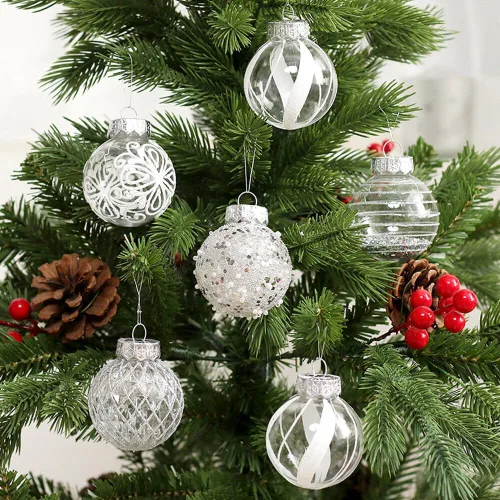 Miniatura 7 de Esferas de adornos de Navidad, exquisitas decoraciones navideñas para árbol, pintura de PET, colgante de Navidad, 25