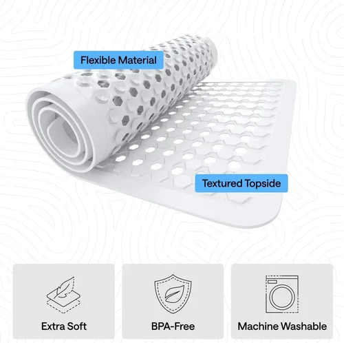Miniatura 4 de GORILLA GRIP - Alfombrilla patentada para bañera y ducha, 2 paquetes, lavables a máquina, con ventosas y orificios de drenaje para mantener