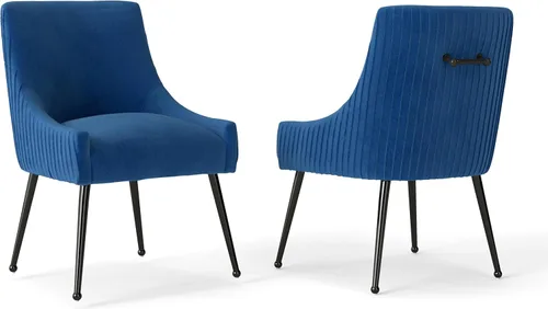 Miniatura 16 de Juego de 2 sillas de comedor de terciopelo, sillas tapizadas beige para sala de estar con patas de metal negro, sillas decorativas modernas